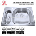 Drop-in cUPC Stainless Steel Topmount Corner Kitchen sink with Double Bowl